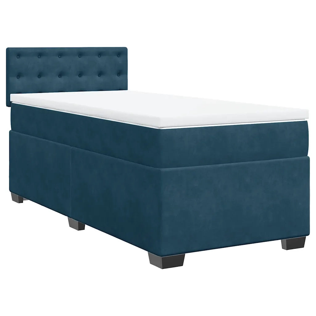 Letto singolo | Letto per adulti | Giroletto a Molle con Materasso Blu Scuro 80x200 cm in Velluto