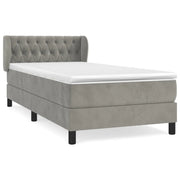 Letto singolo | Letto per adulti | Giroletto a Molle con Materasso Grigio Chiaro 100x200cm Velluto