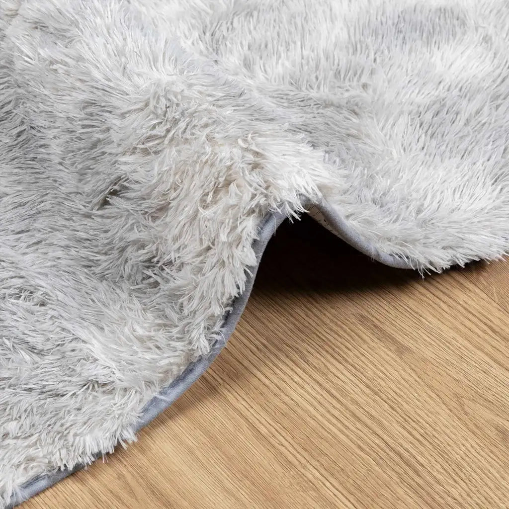 Tappeto Shaggy a Pelo Lungo NAVARRA Grigio Argento 160x160cm 4102876