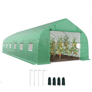 Serra tunnel da giardino ¨C Xylo ¨C 8x3x2m, telaio acciaio, 12 finestre, verde