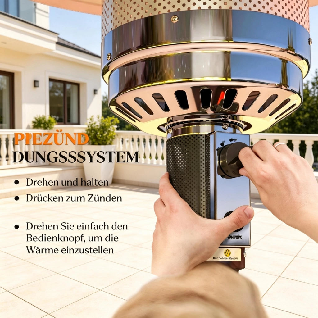 Riscaldatore da esterno per patio, riscaldatore a gas portatile da 11 kW con impostazioni di calore regolabili, riscaldatore a gas per giardino, terra