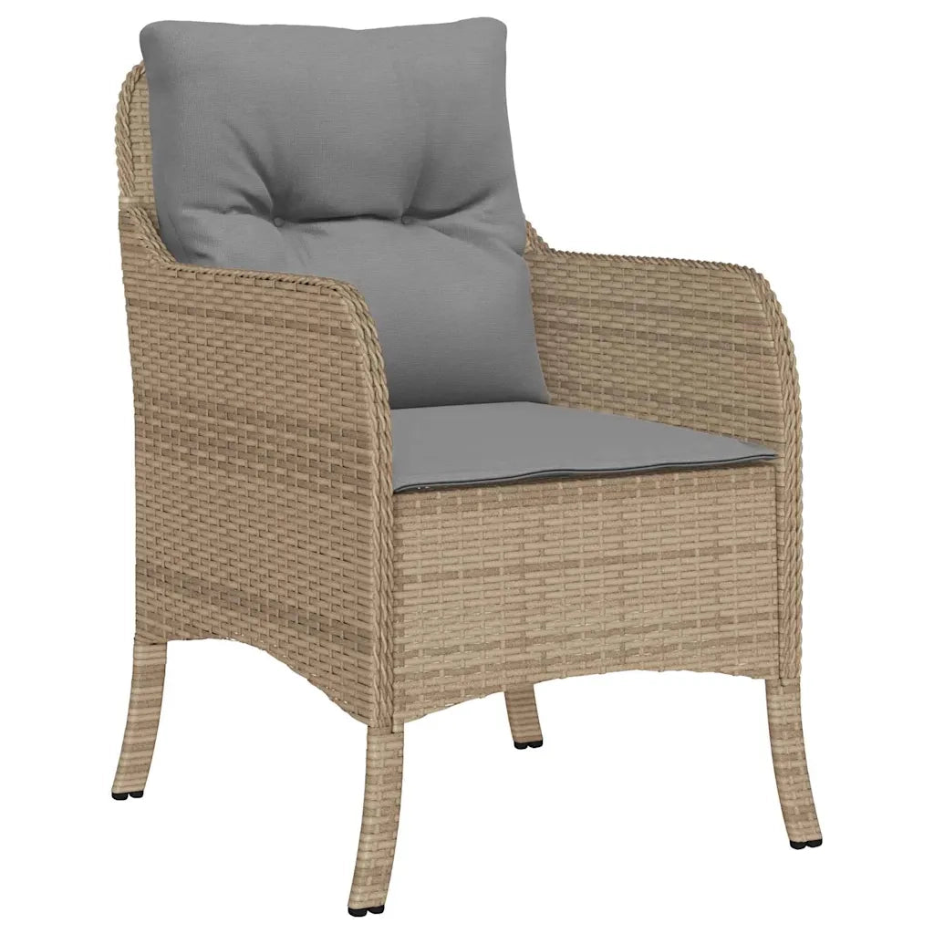 Set da Pranzo per Giardino con cuscino 5 pcs Beige polyrattan 3380177