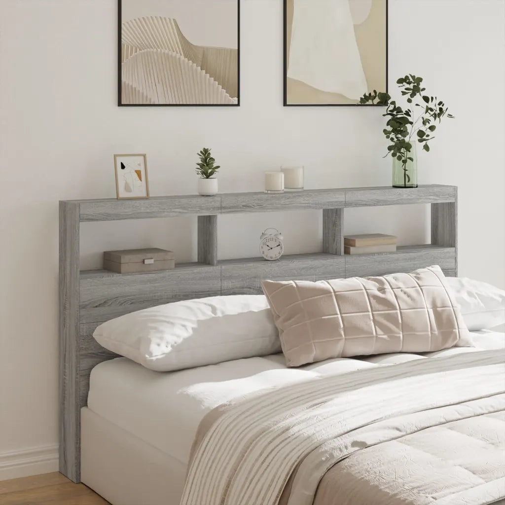 Testiera | Testata con Contenitore a LED Grigio Sonoma 180x17x102 cm