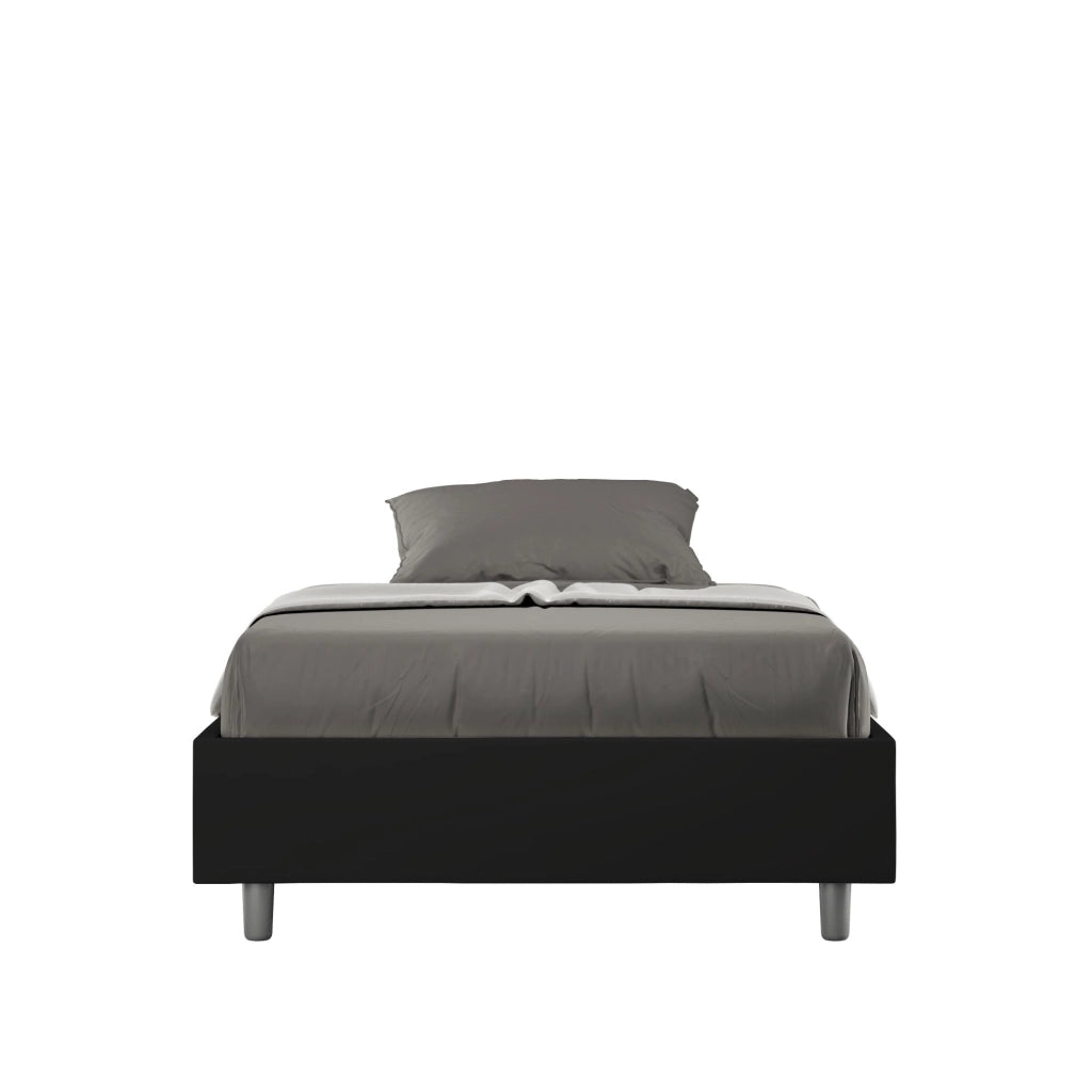 BS COM Letto una piazza e mezza contenitore imbottito 120x190 similpelle nero