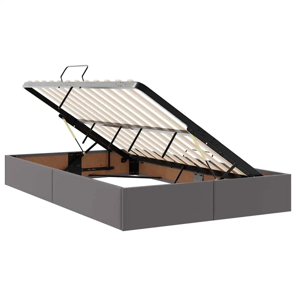 Letto con contenitore e LED Grigio 120 x 200 cm Pelle Sintetica 3371027