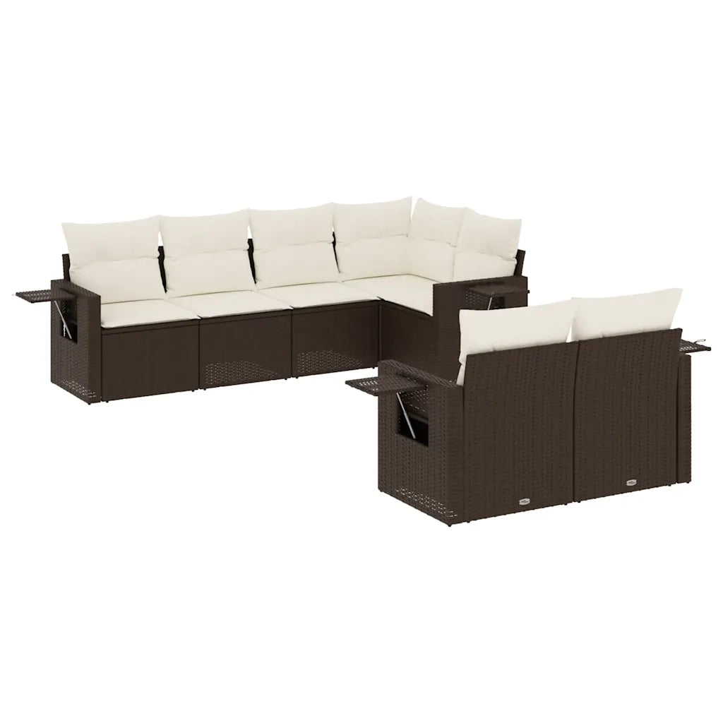 Set Divani da Giardino 7 pz con Cuscini Marrone in Polyrattan 3252750
