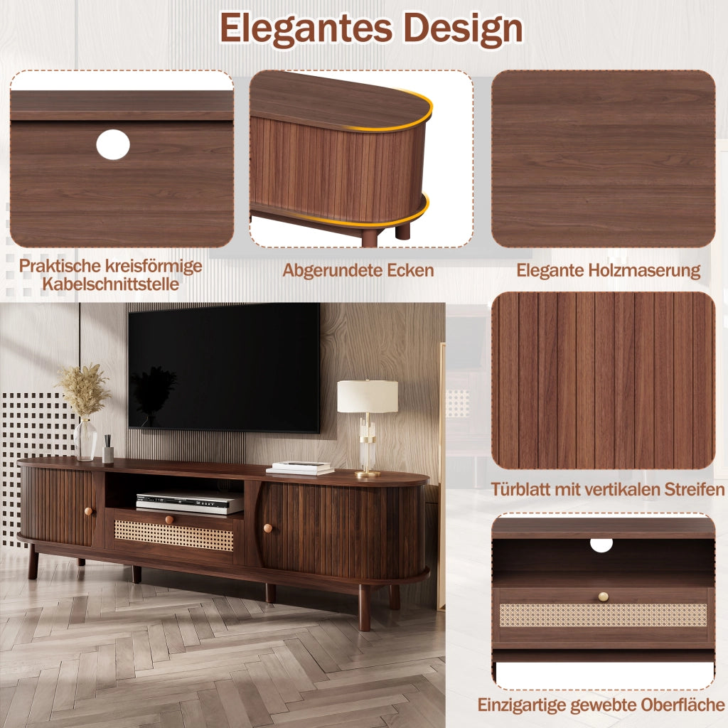 MOBILE TV con Ante e Cassetti 165x37x46 cm MDF Noce