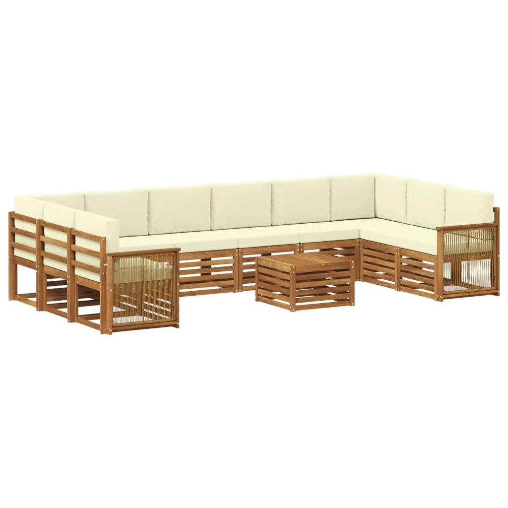 Set di divani da esterno con cuscino 8 pcs Naturale e Crema 3384926
