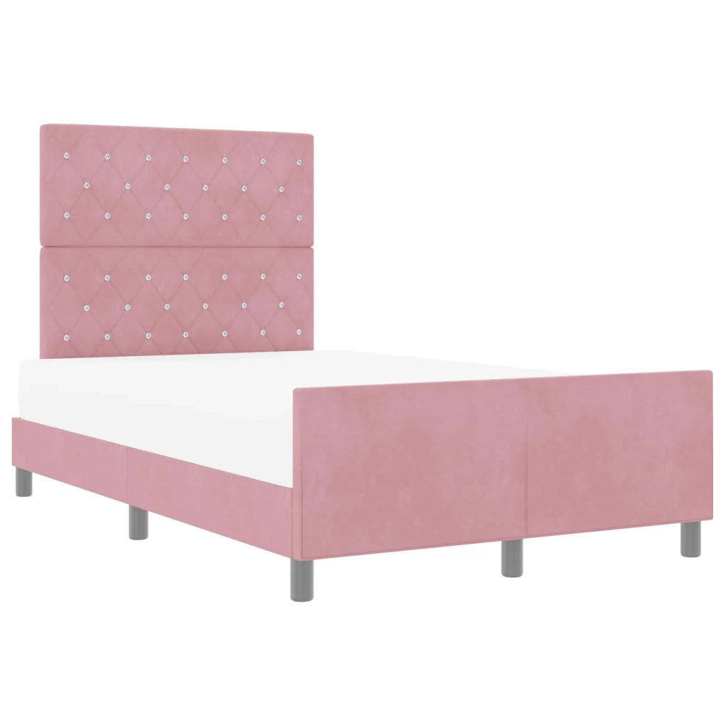 Letto a molle con testiera Rosa 120 x 200 cm Velluto