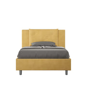 BS COM Letto una piazza e mezza con rete imbottito 120x210 microfibra ocra