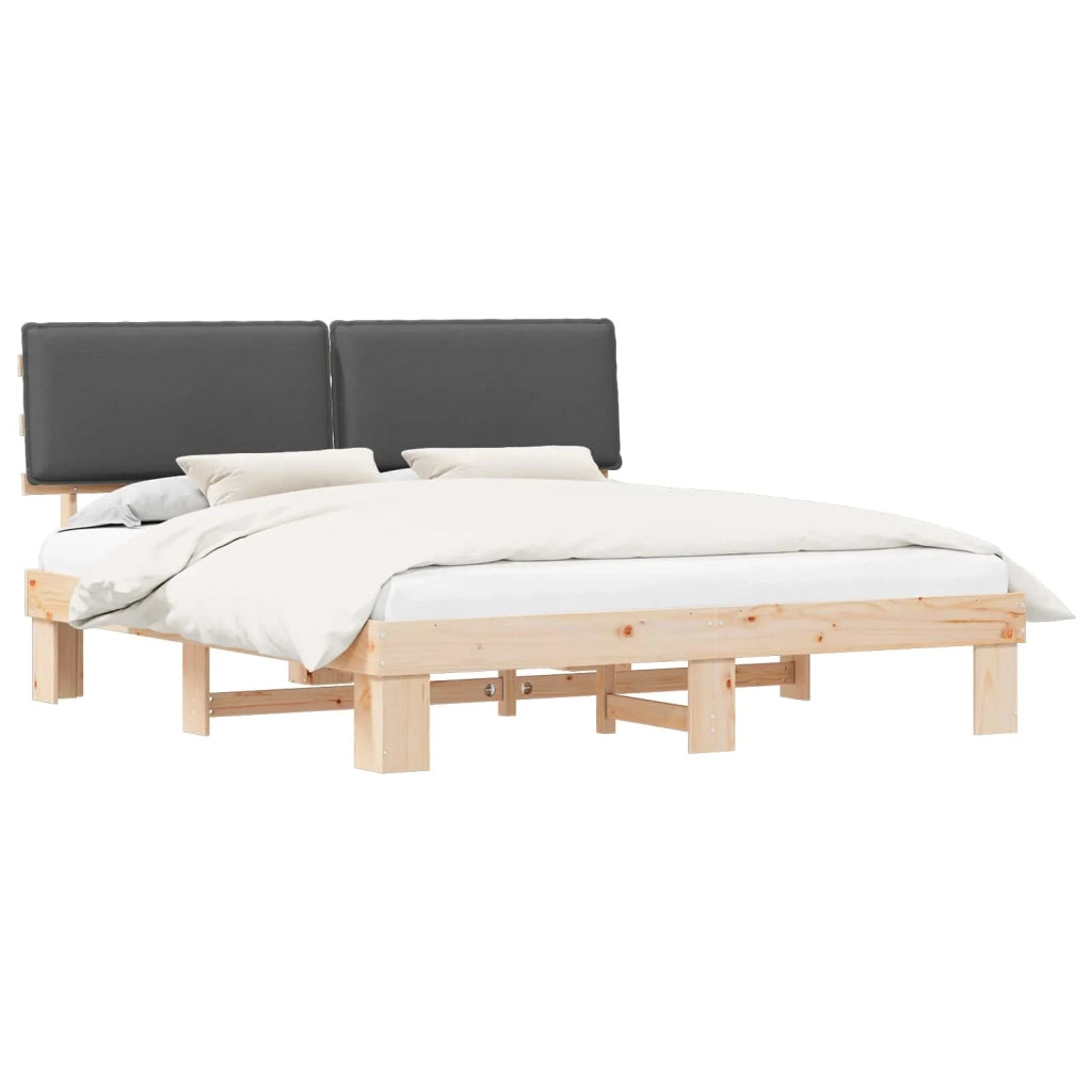 Letto con Testiera Rivestita Grigio scuro 200 x 200 cm 3398065