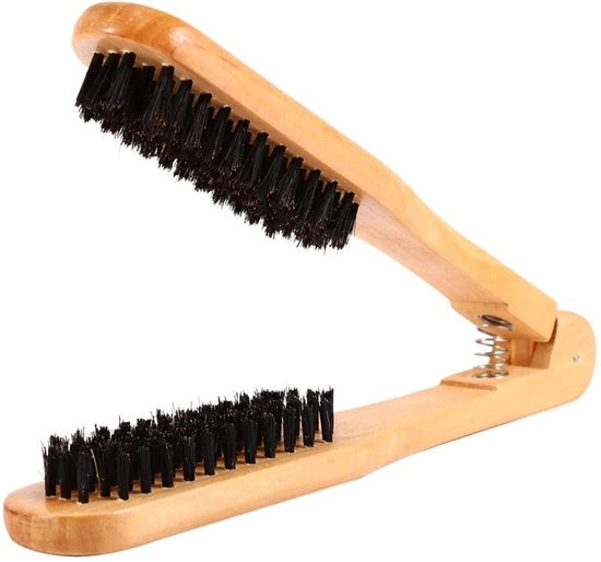 Spazzola per capelli antistatica - Professionale - Manico in legno - Doppia spazzola - Leggero - Antistatica - Capocchia per capelli