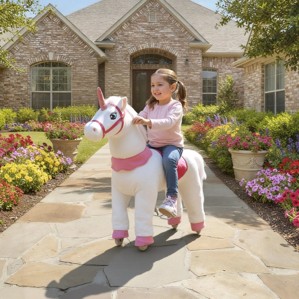 Cavallo a Dondolo per Bambini ¨C Minimal ¨C Design Unicorno in Tessuto Bianco