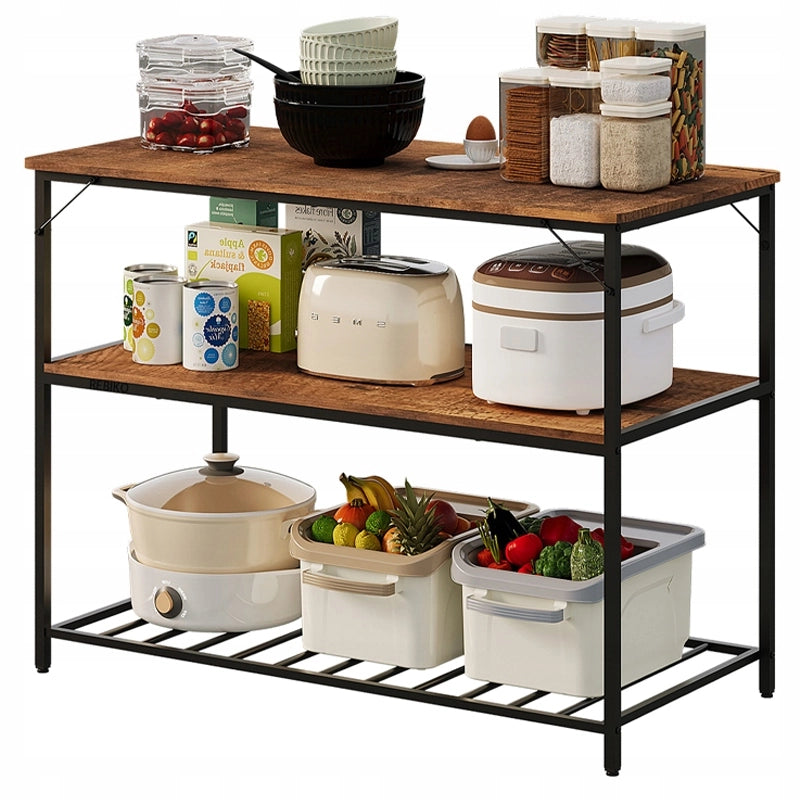 Mobile a isola da cucina con ripiani, stile loft industriale e rustico, color bronzo, 120 cm