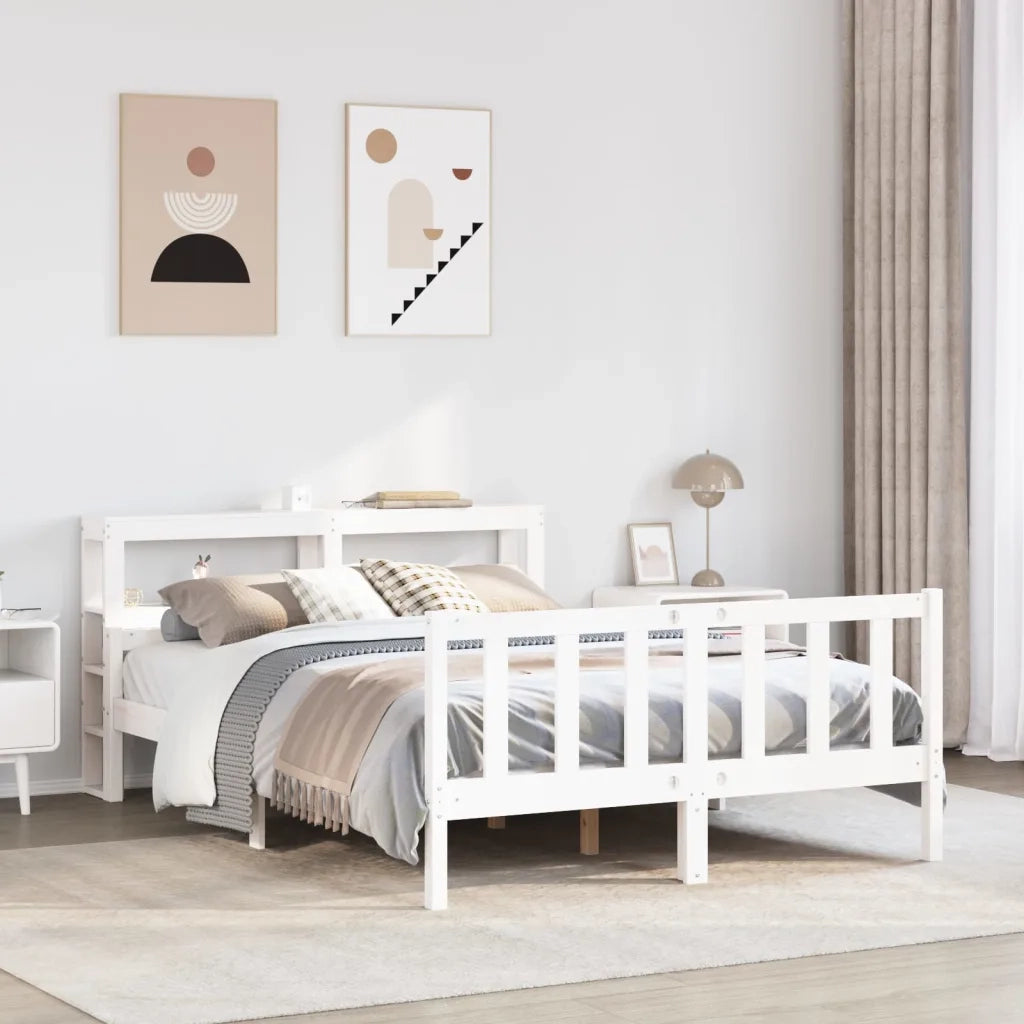 Letto senza Materasso Bianco 150x200 cm Legno Massello di Pino 3305907