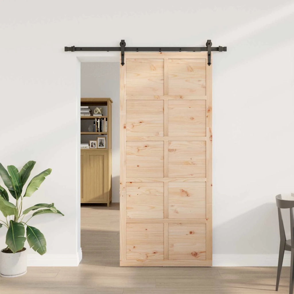 Porta scorrevole Naturale 80 x 208 cm Legno Massello di Pino 3445624