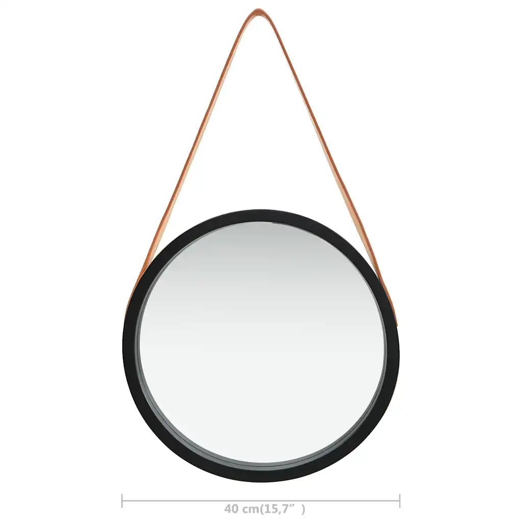 Specchio da Parete | Specchio decorativo con Cinghia 40 cm Nero