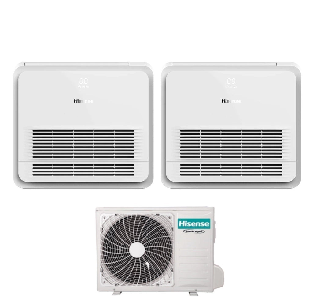 Climatizzatore Condizionatore Hisense Dual Split Console 9+12 con 2AMW42U4RGC R-32 Wi-Fi Optional Telecomando di Serie Incluso 9000+12000