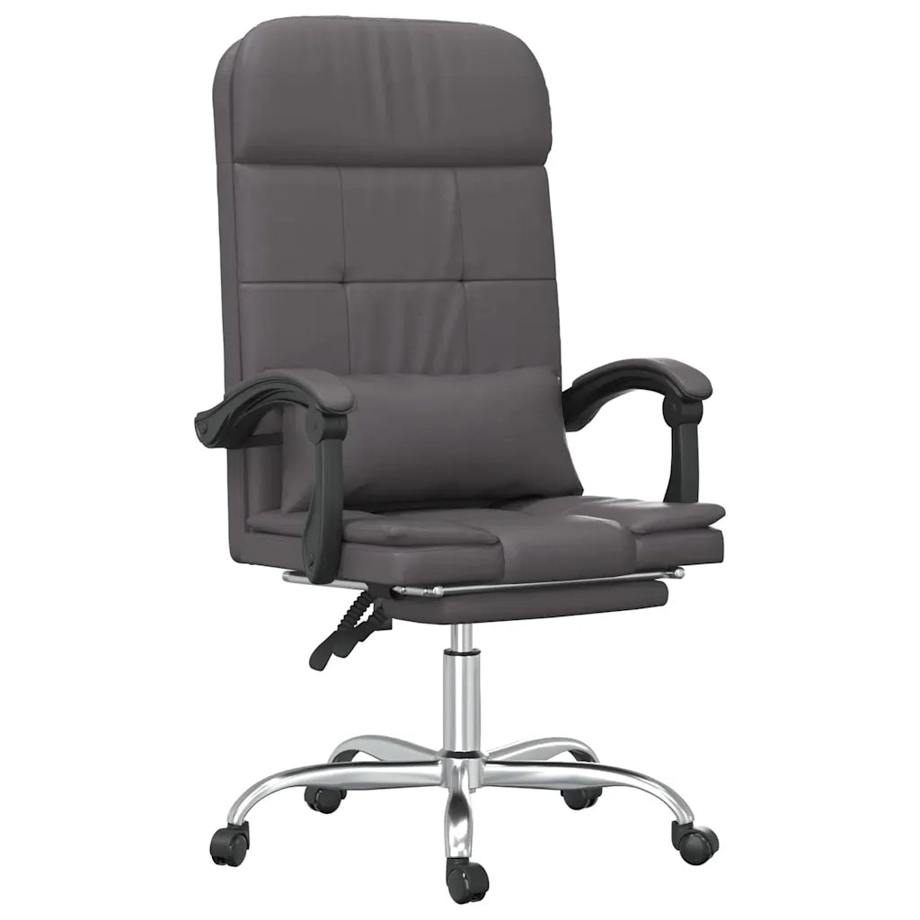 Sedia per studi-Poltrona da Ufficio Massaggiante Reclinabile Grigio Similpelle 464565