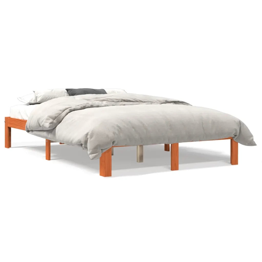 Giroletto senza Materasso-Struttura Letto Marrone Cera 140x200cm Massello Pino 482765
