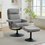 Fauteuil relax in ciniglia con massaggio a 5 punti, funzione riscaldante, girevole 360° e poggiapiedi grigio