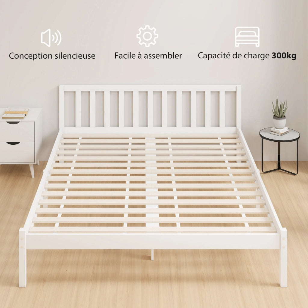 Letto singolo in legno massello ¨C Xylo ¨C 160x200 cm con testiera e rete a doghe