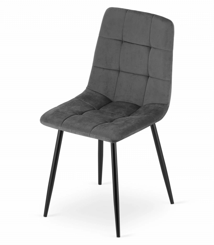 Sedia Valora PYRA in velluto grigio scuro, design moderno x2