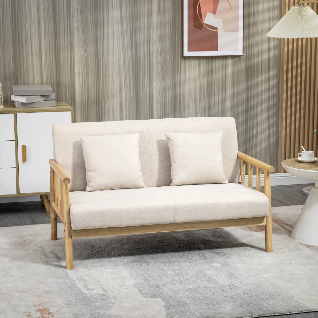 Divano 2 posti in tessuto effetto lino ¨C Xylo ¨C Beige, 123x69x74 cm