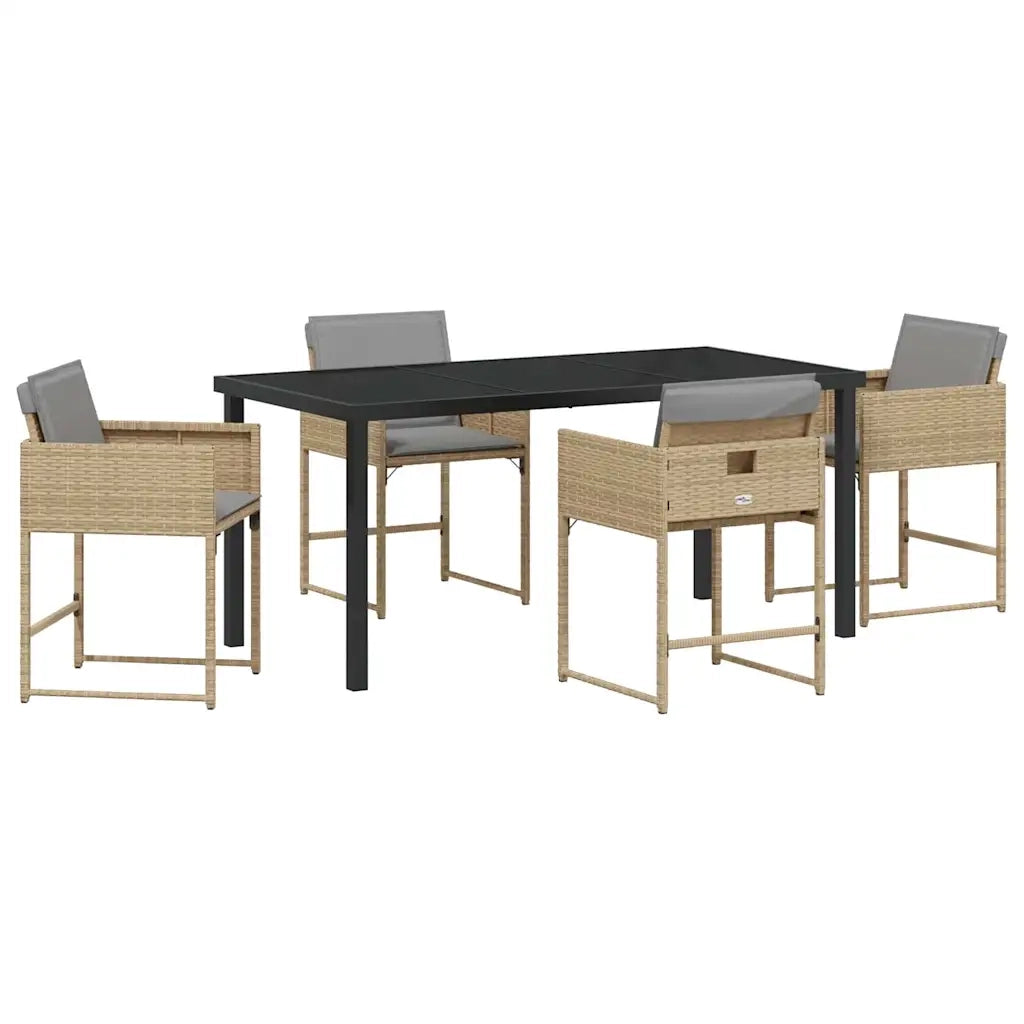 Set da Pranzo per Giardino 5 pcs Beige polyrattan