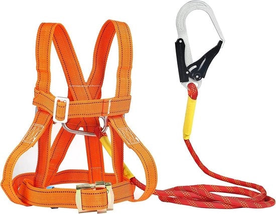 Cinturone di sicurezza a corpo intero - 3 m - Multifunzionale - Ideale per adulti - Orangero - Comodo - Completo di cinturone