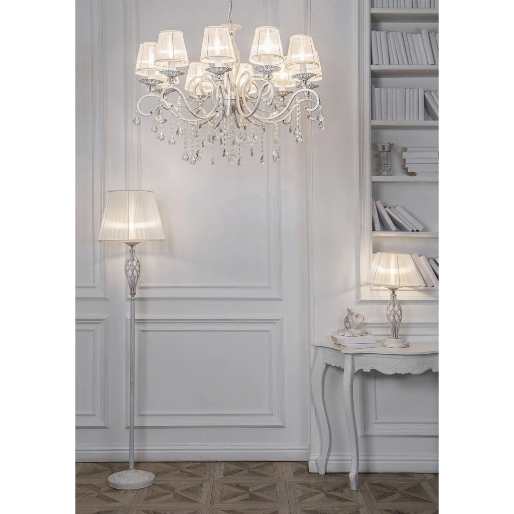 Maytoni Lampada da scrivania shabby chic Grace 1 luce E14 bianco metallo diffusore bianco