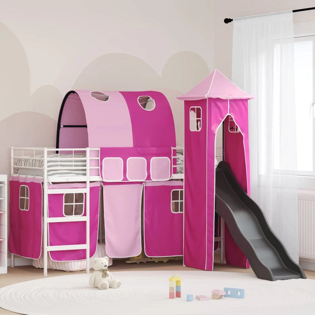 Struttura del letto loft per bambini-Giroletto per bambini Bianco e Rosa 100 x 190 cm 667924