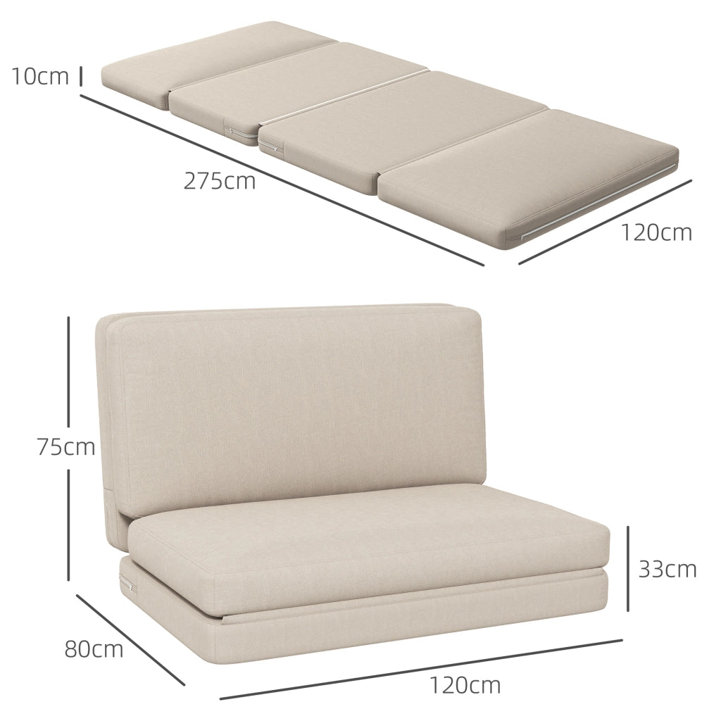 Poltrona Relax Faltbar e Letto Singolo ¨C Minimal ¨C Beige, 120 cm