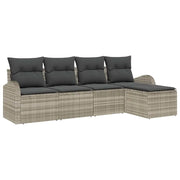 Set di divani con cuscino 5 pz | Set Salotto da Giardino Grigio chiaro polyrattan