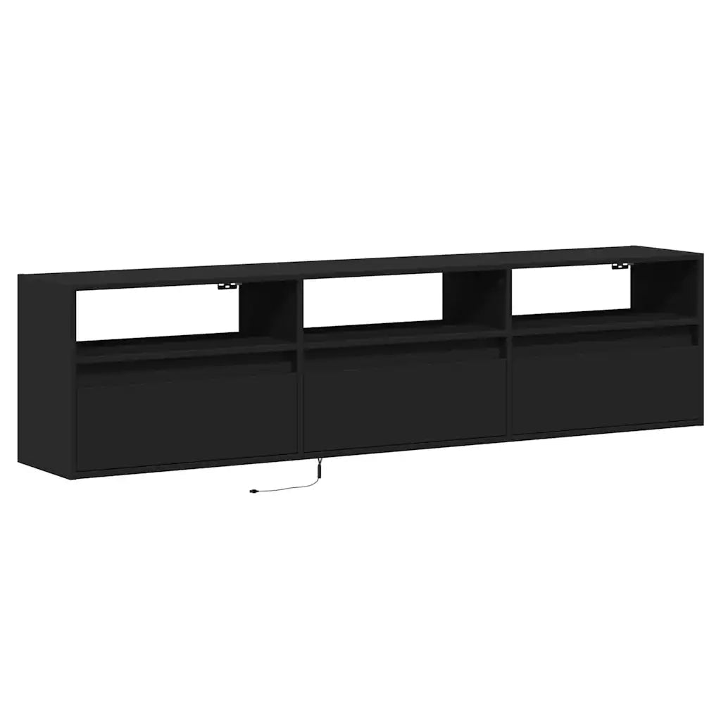 Mobile TV a parete con LED Nero 180x31x45 cm 3307941