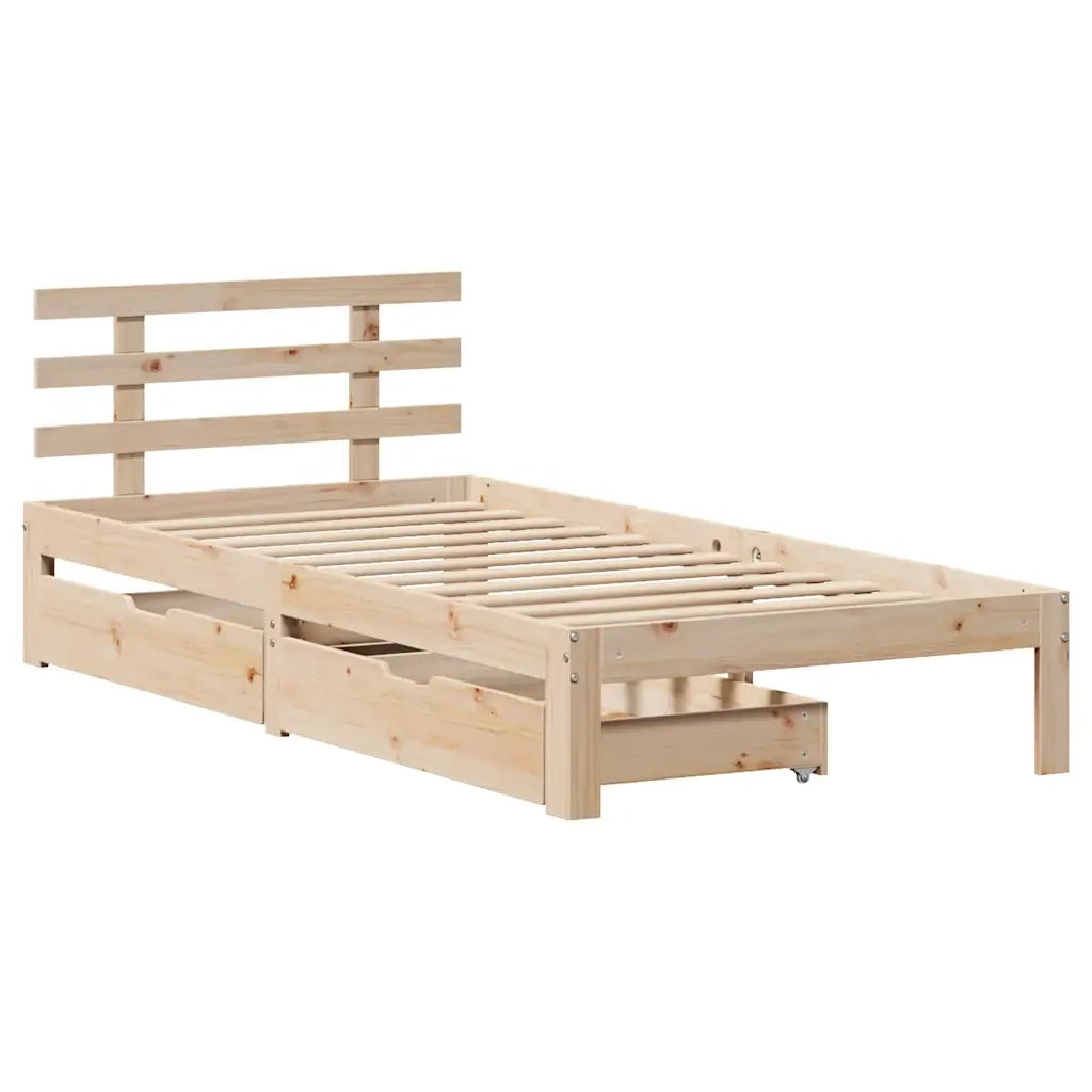 Giroletto con Cassetti-Struttura Letto con contenitore 100x200 cm Legno Massello di Pino 663972