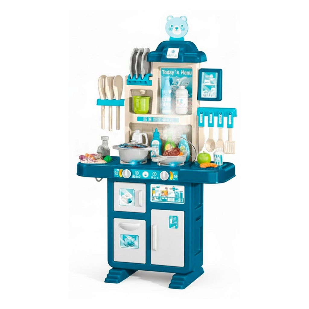 Cucina Per Bambini Con Rubinetto Con Sistema Di Riciclo Dell Acqua Luci E Suoni Realistici 69 Accessori E Fornelli Dai 3 5 Anni Set Cucina Blu E Bianco