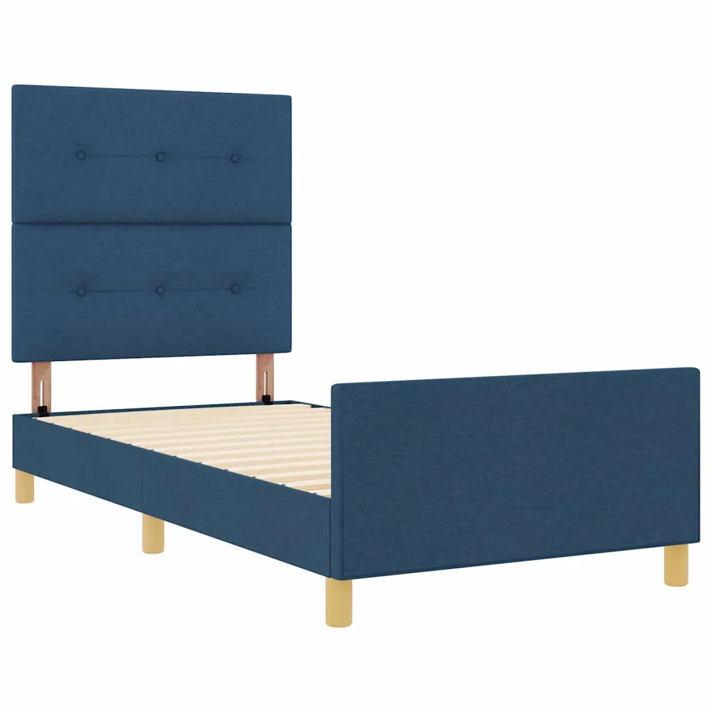Struttura del letto con testiera Blu 90 x 200 cm Tessuto