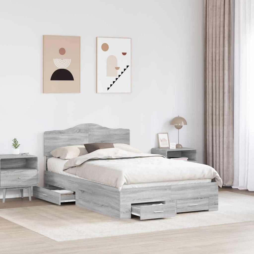 Struttura del letto con testiera Grigio Sonoma 120 x 190 cm 3413225