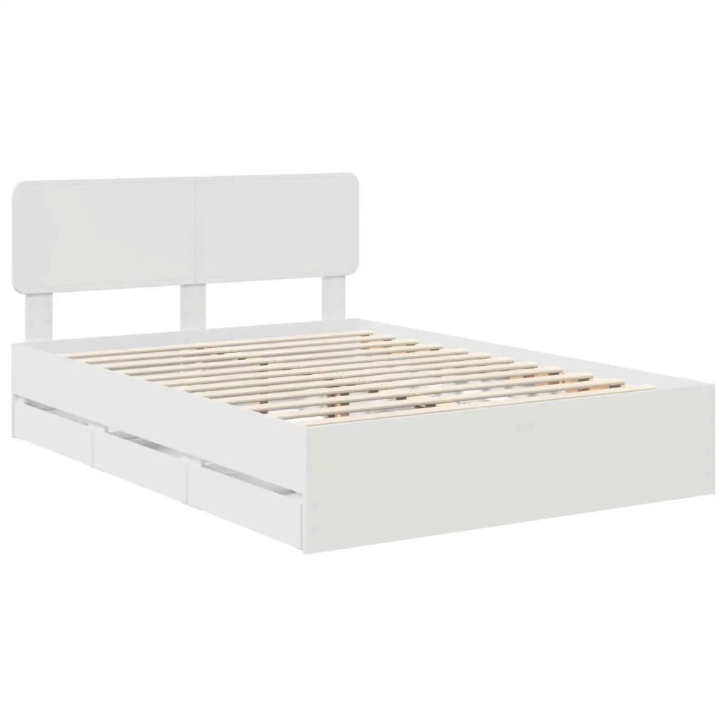 Letto matrimoniale | Letto per adulti | Struttura del letto Bianco 160 x 200 cm Legno ingegnerizzato