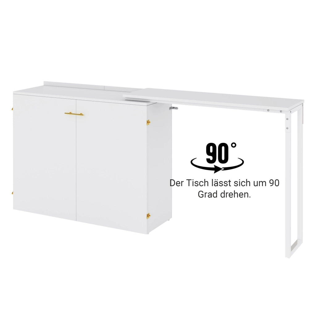 Letto pieghevole con scrivania materasso girevole e ruote risparmiante spazio ideale per camere da letto piccole ospiti e home office