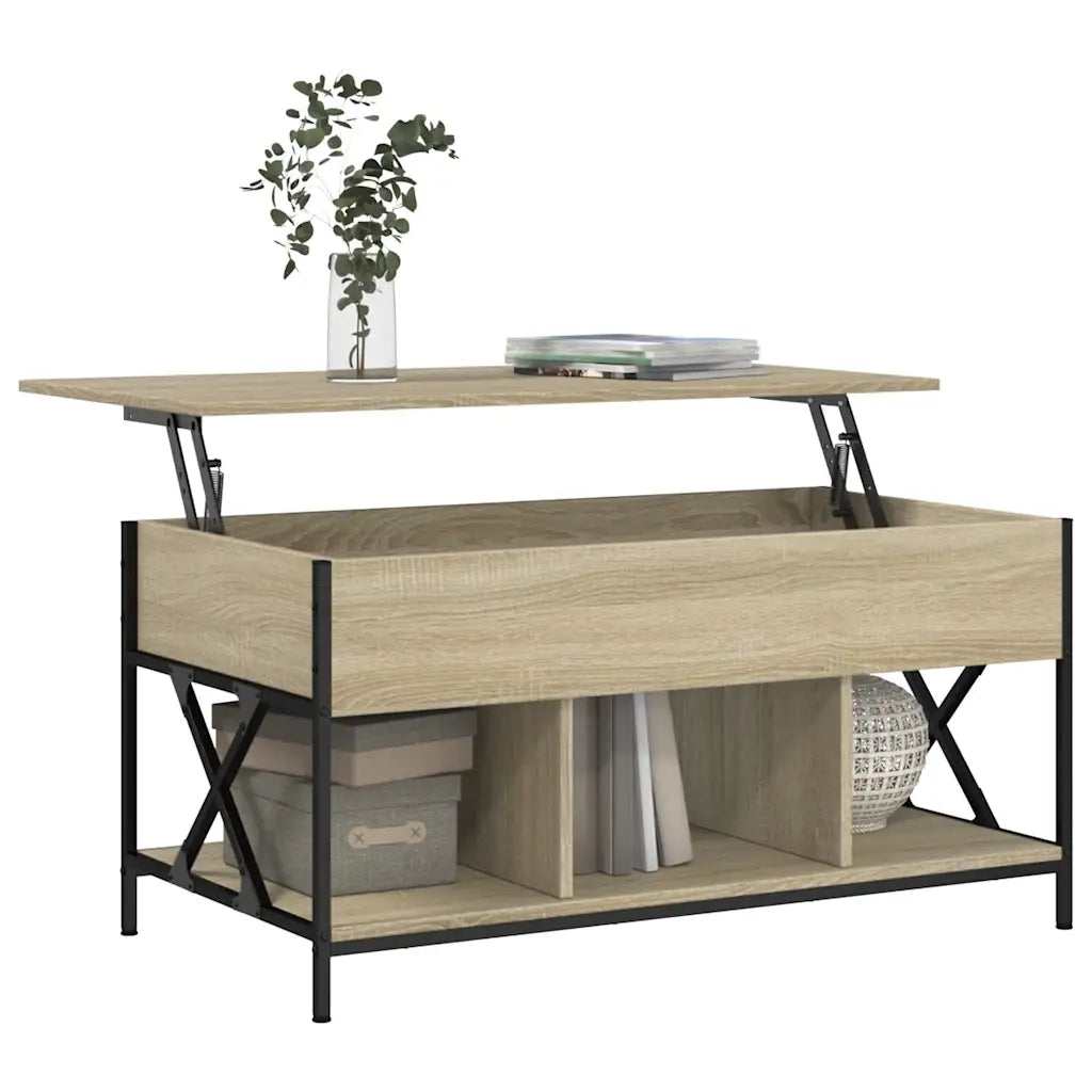 Tavolino Salotto Rovere Sonoma 100x55x50 cm Multistrato Metallo 845337