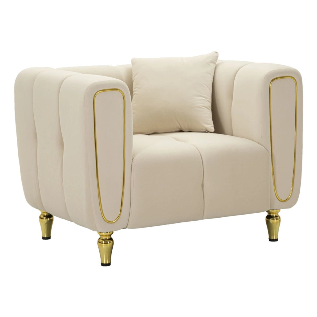 Poltrona VKH322, Beige, Legno, 81x97x71 cm