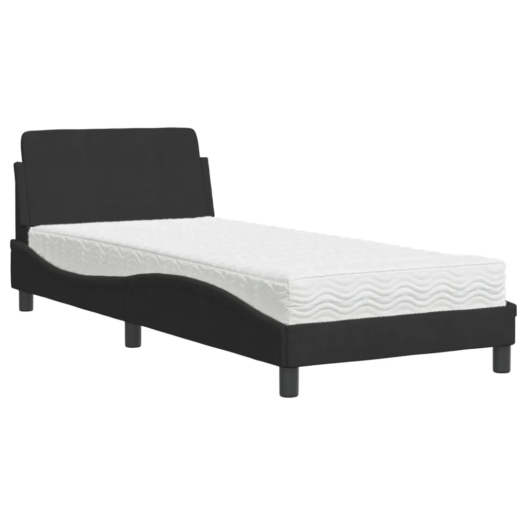 Letto con Materasso Dover Nero 90x200 cm in Velluto