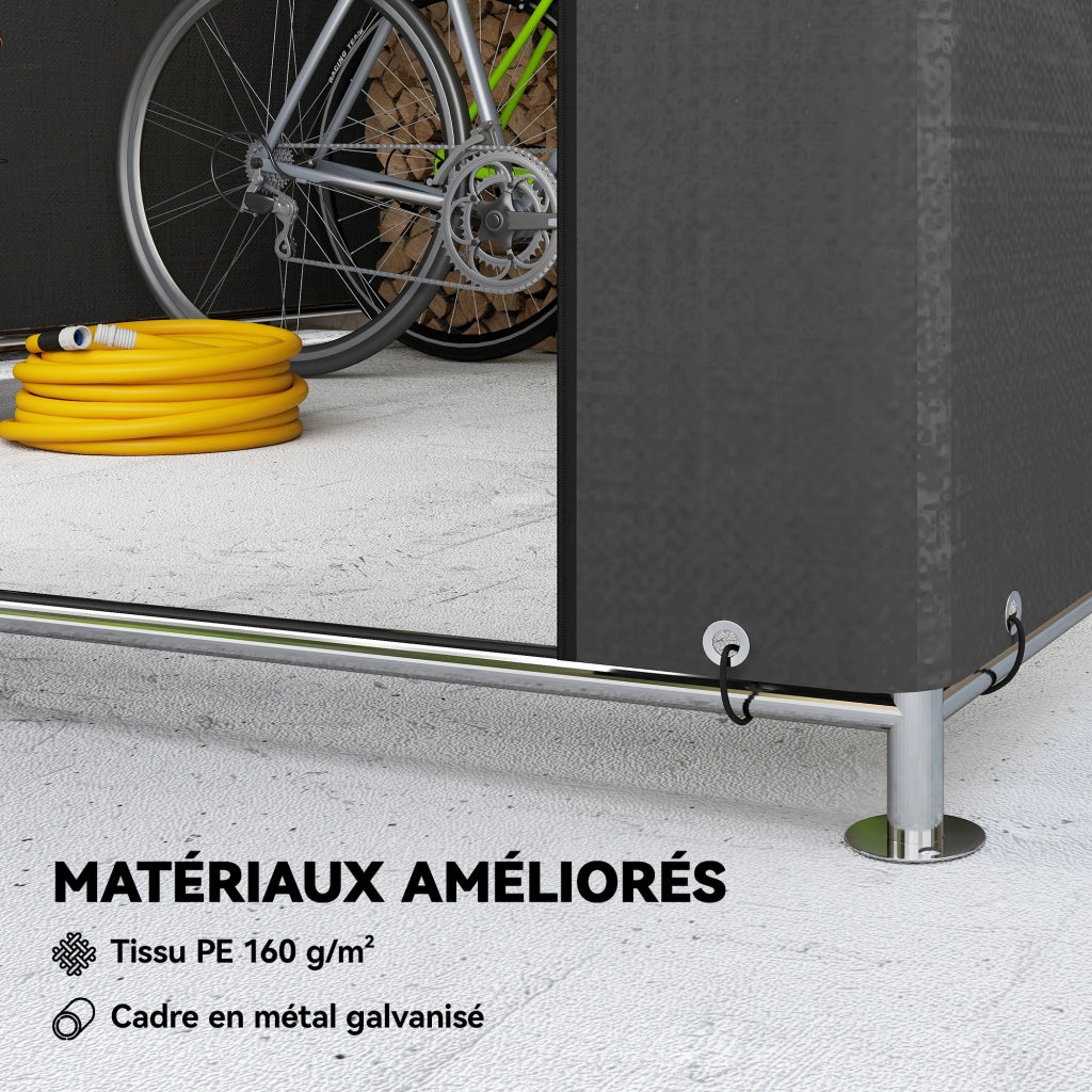 Tenda garage moto impermeabile con porta avvolgibile e cerniera ¨C Xylo ¨C 200x238x183 cm grigio scuro