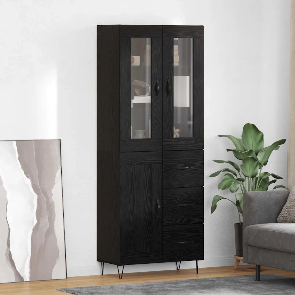 Credenza-Buffet-Armadio da cucina Rovere Nero 69,5 x 34 x 180 cm Legno multistrato 267211