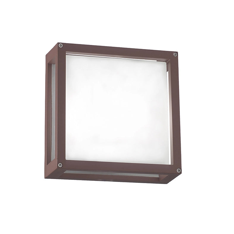 DISCOVERY Applique e Plafoniera da Esterno IP54 Colore Marrone, Struttura in Alluminio Pressofuso e Diffusore in Vetro Satinato - Rossini Group