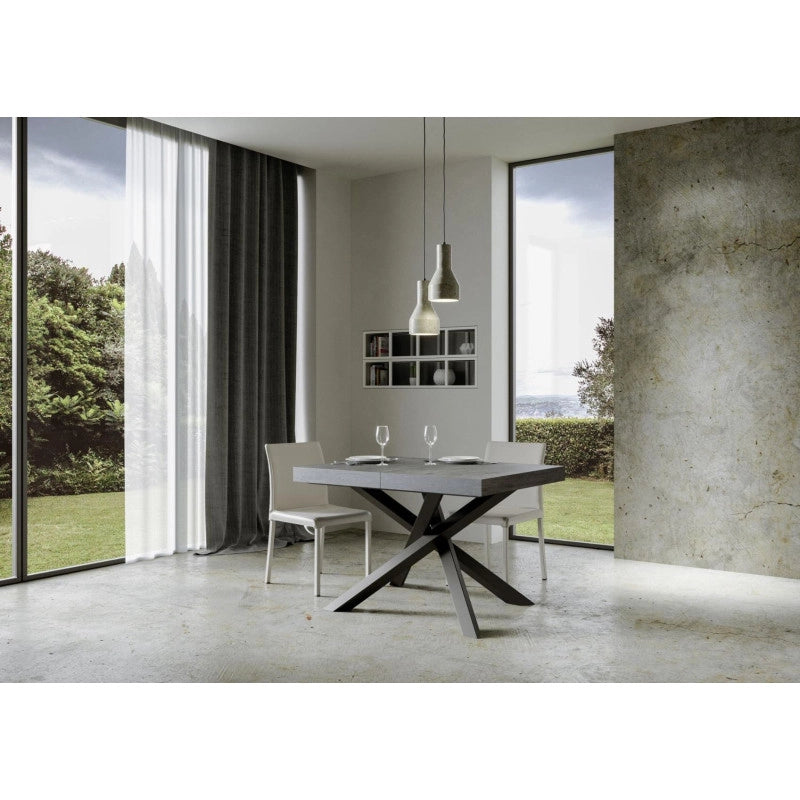 Tavolo allungabile 120/380x90 cm Volantis telaio Antracite - Cemento