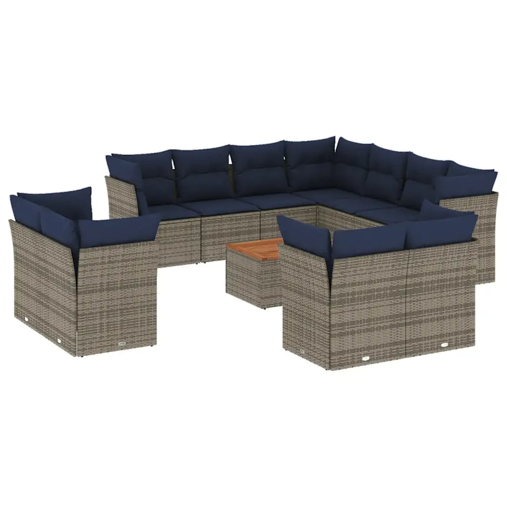 Set Divani da Giardino 12 pz con Cuscini Grigio in Polyrattan