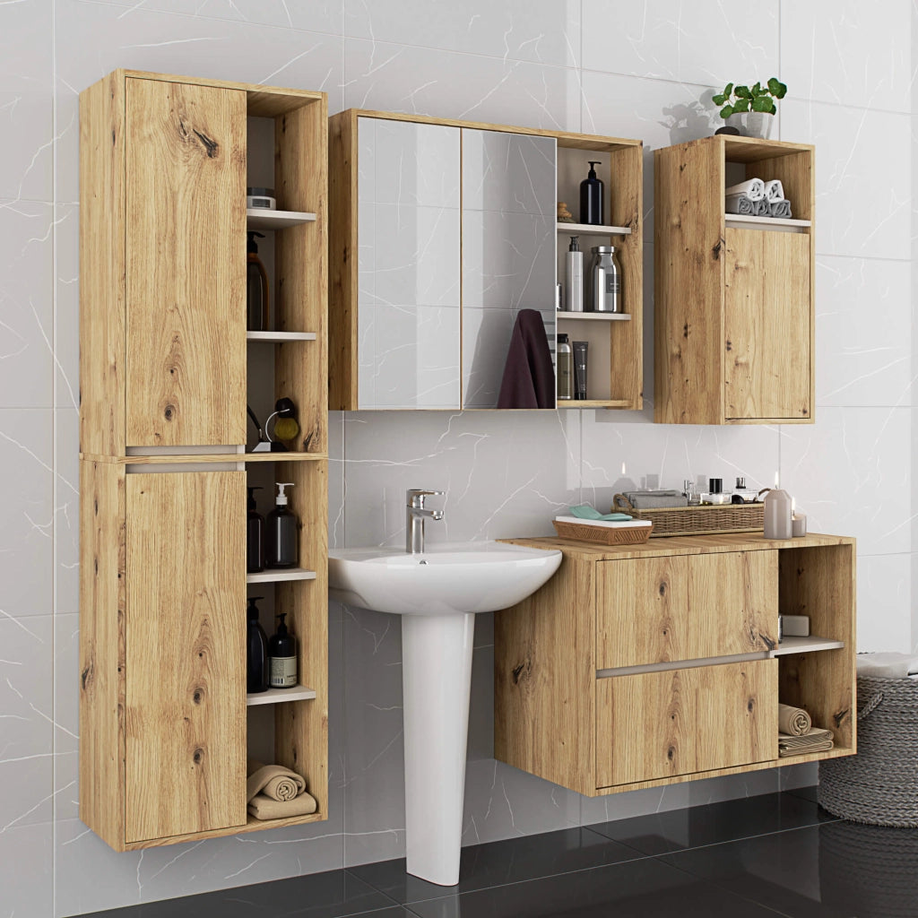 Colonna bagno sospesa VAMI Rovere Artisan, Cashmere 50 cm 2 ante 50x30x170 cm